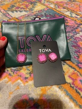 Tova SET: NWT Cambrie Studs in Pink and Cambrie Necklace in Pink